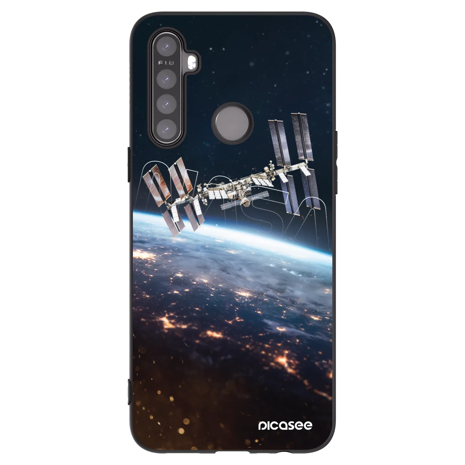 Picasee silikonowe czarne etui na Realme 5 - Station