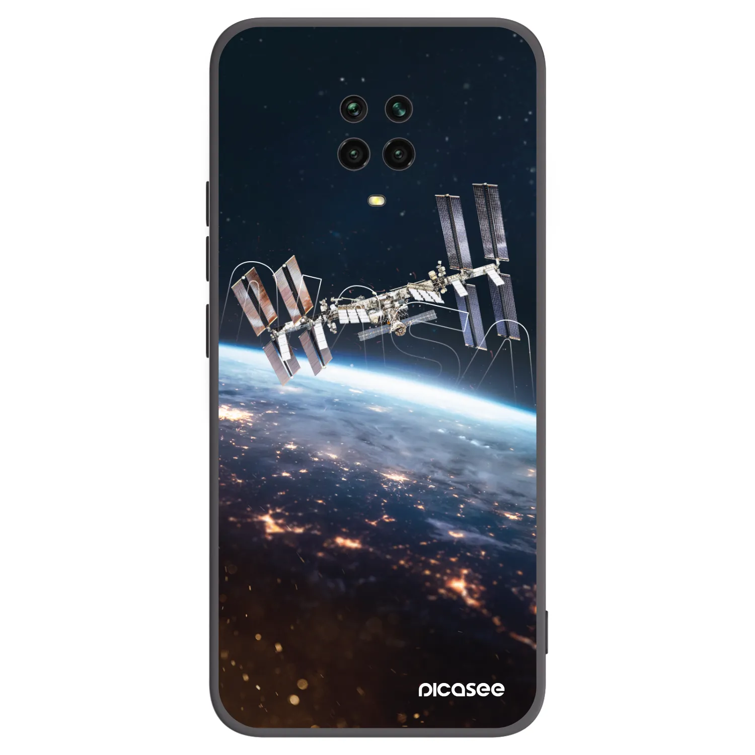 Picasee silikonowe czarne etui na Xiaomi Redmi Note 9S - Station