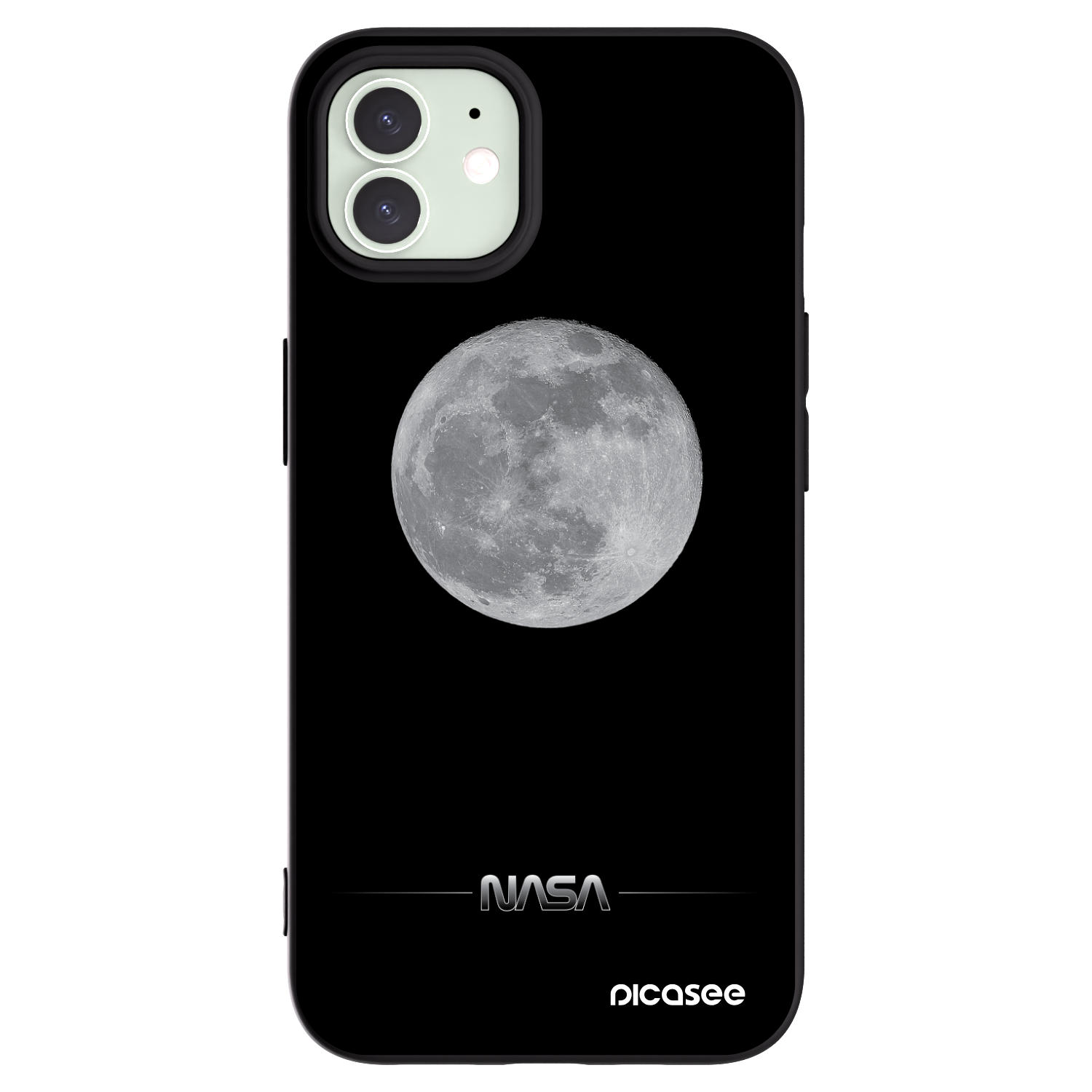 Picasee silikonowe czarne etui na Apple iPhone 12 - Moon Minimal