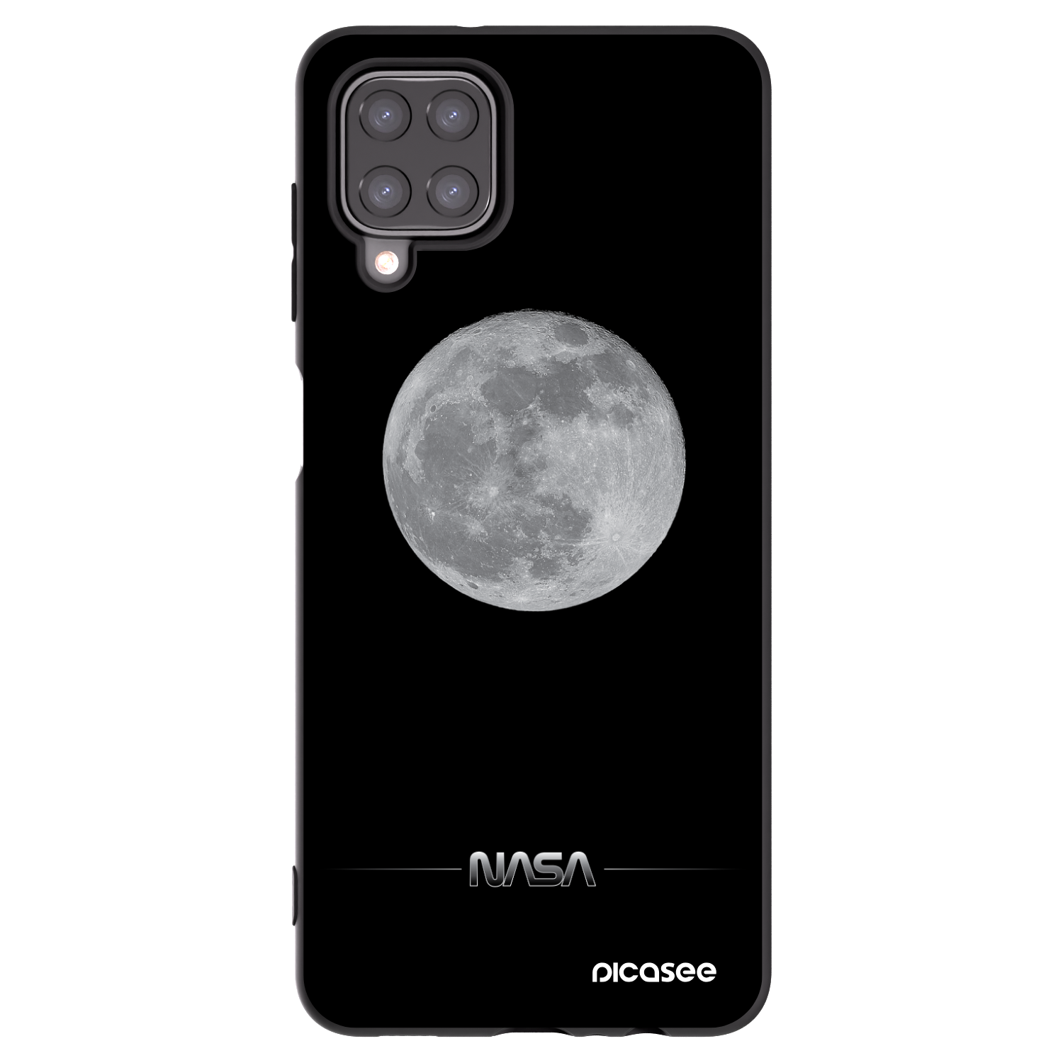 Picasee silikonowe czarne etui na Samsung Galaxy A12 A125F - Moon Minimal