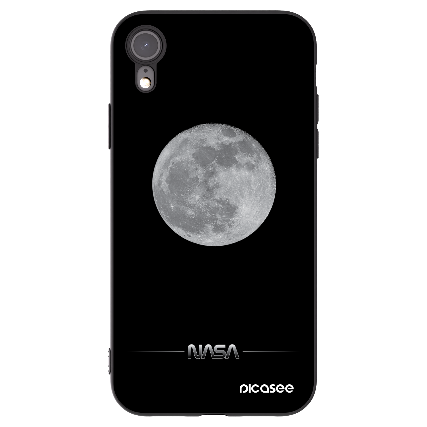 Picasee silikonowe czarne etui na Apple iPhone XR - Moon Minimal