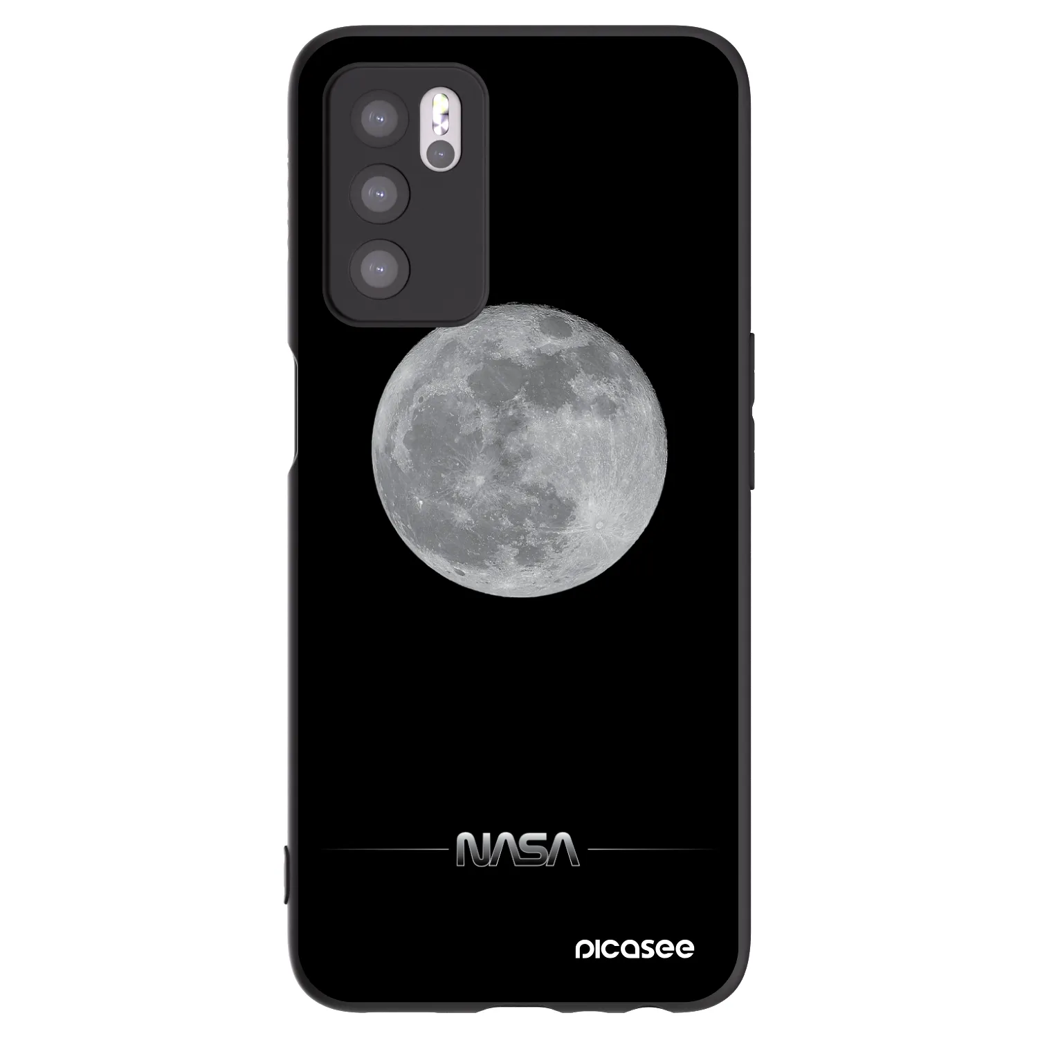 Picasee silikonowe czarne etui na OPPO A16 - Moon Minimal