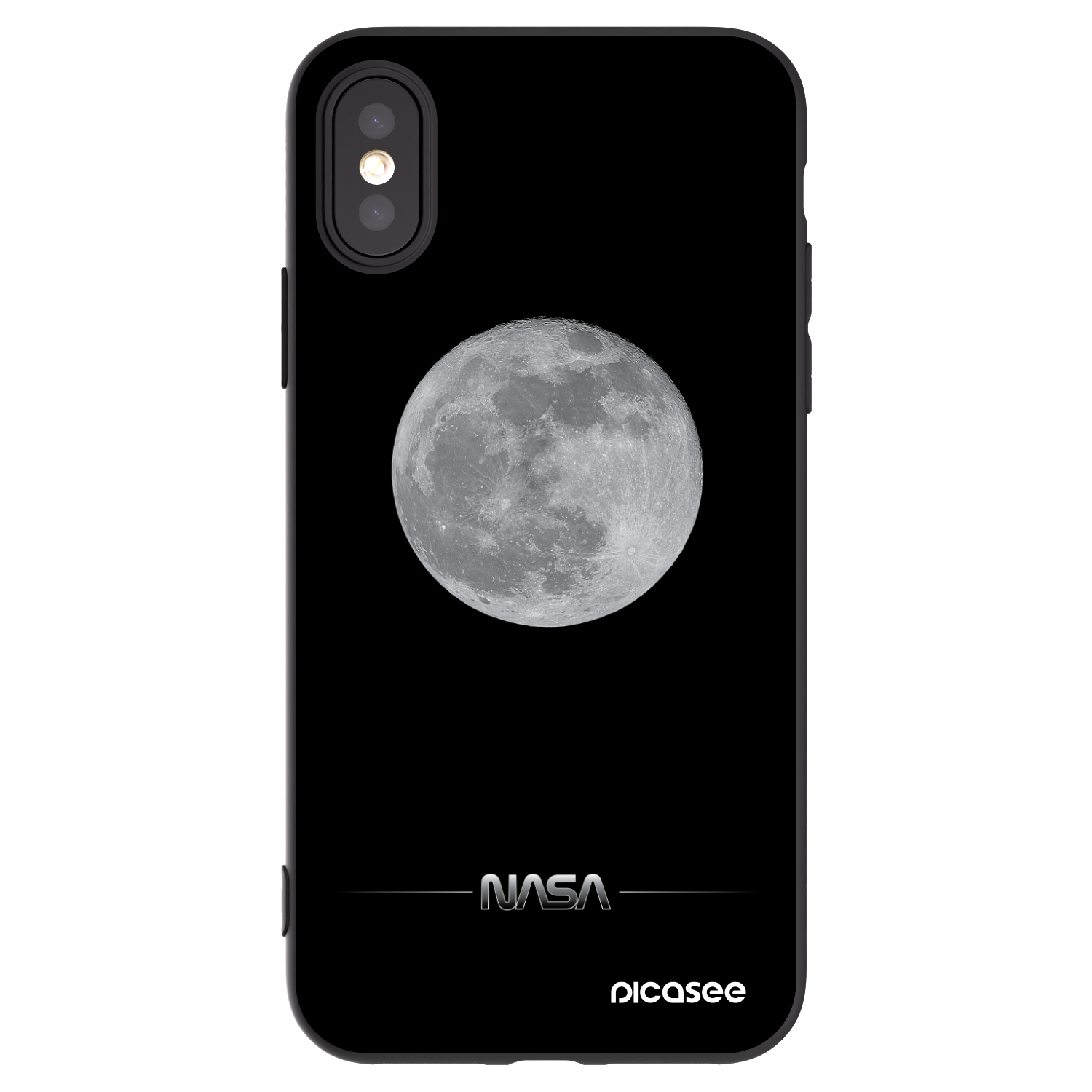 Picasee silikonowe czarne etui na Apple iPhone X/XS - Moon Minimal