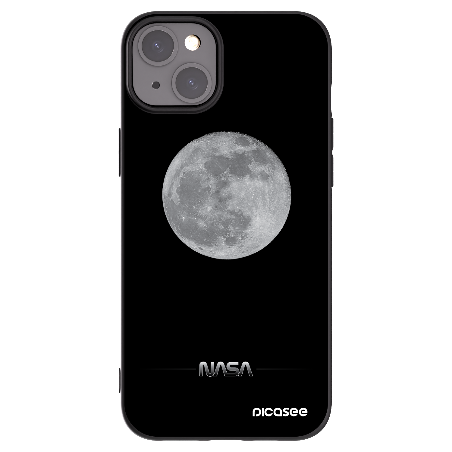 Picasee silikonowe czarne etui na Apple iPhone 15 Plus - Moon Minimal