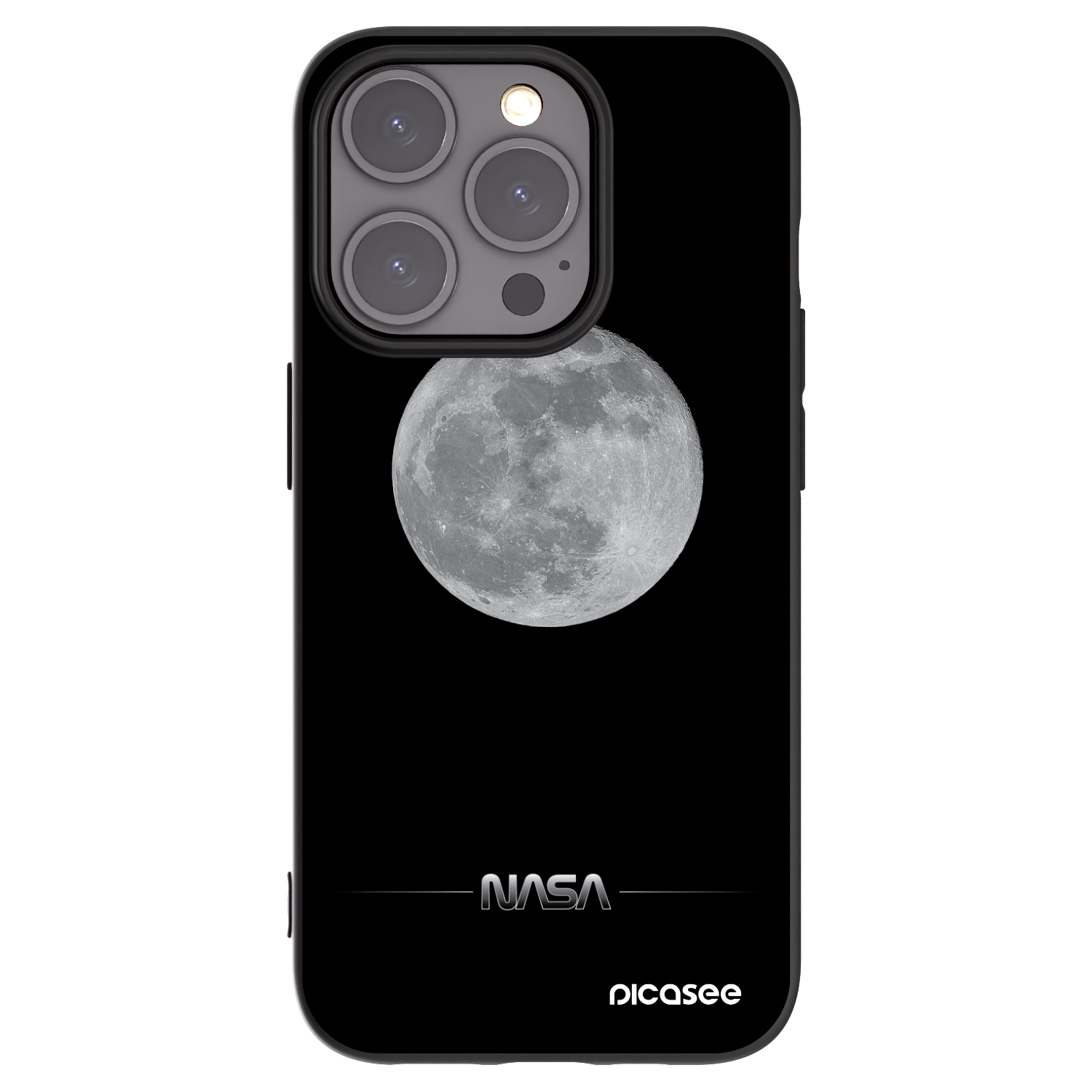 Picasee silikonowe czarne etui na Apple iPhone 15 Pro - Moon Minimal