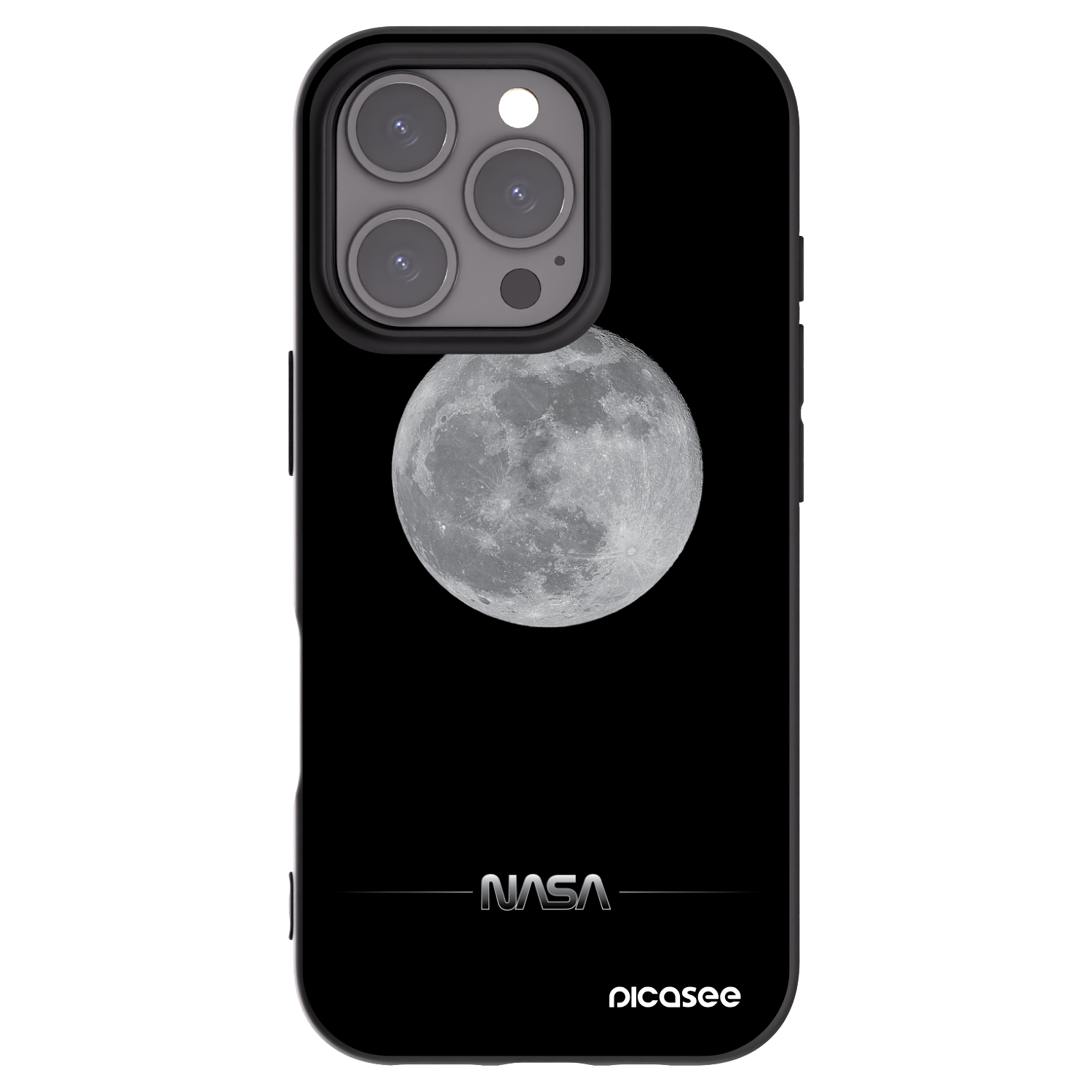 Picasee silikonowe czarne etui na Apple iPhone 16 Pro - Moon Minimal