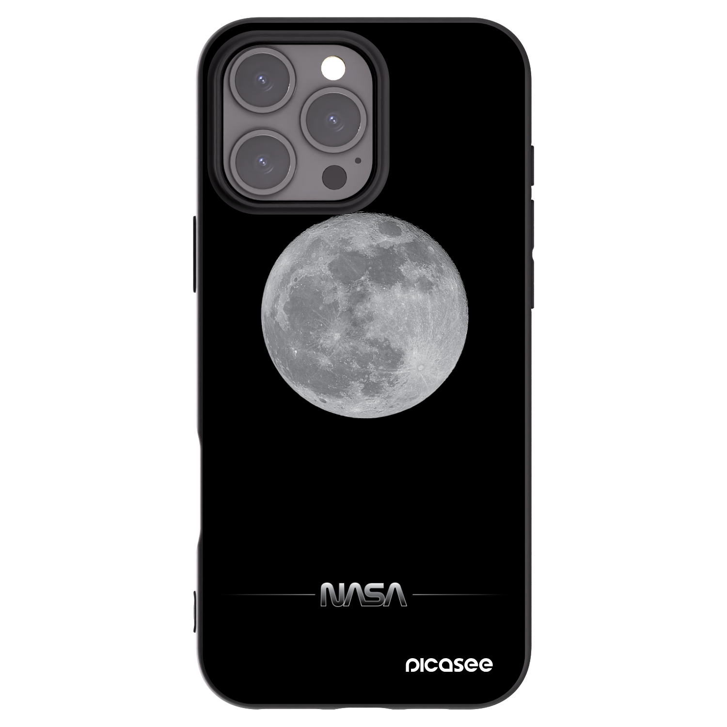 Picasee silikonowe czarne etui na Apple iPhone 16 Pro Max - Moon Minimal