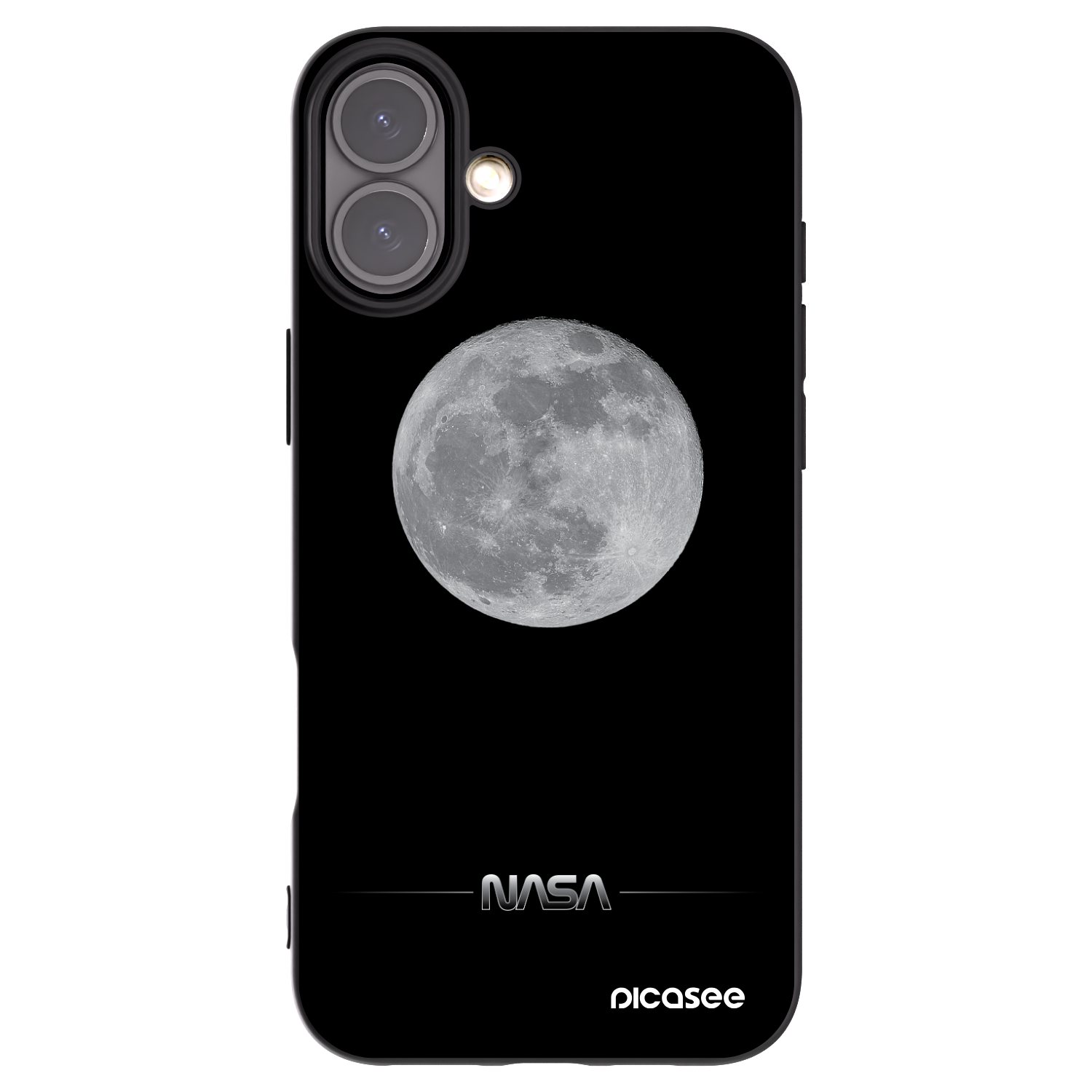 Picasee silikonowe czarne etui na Apple iPhone 16 Plus - Moon Minimal