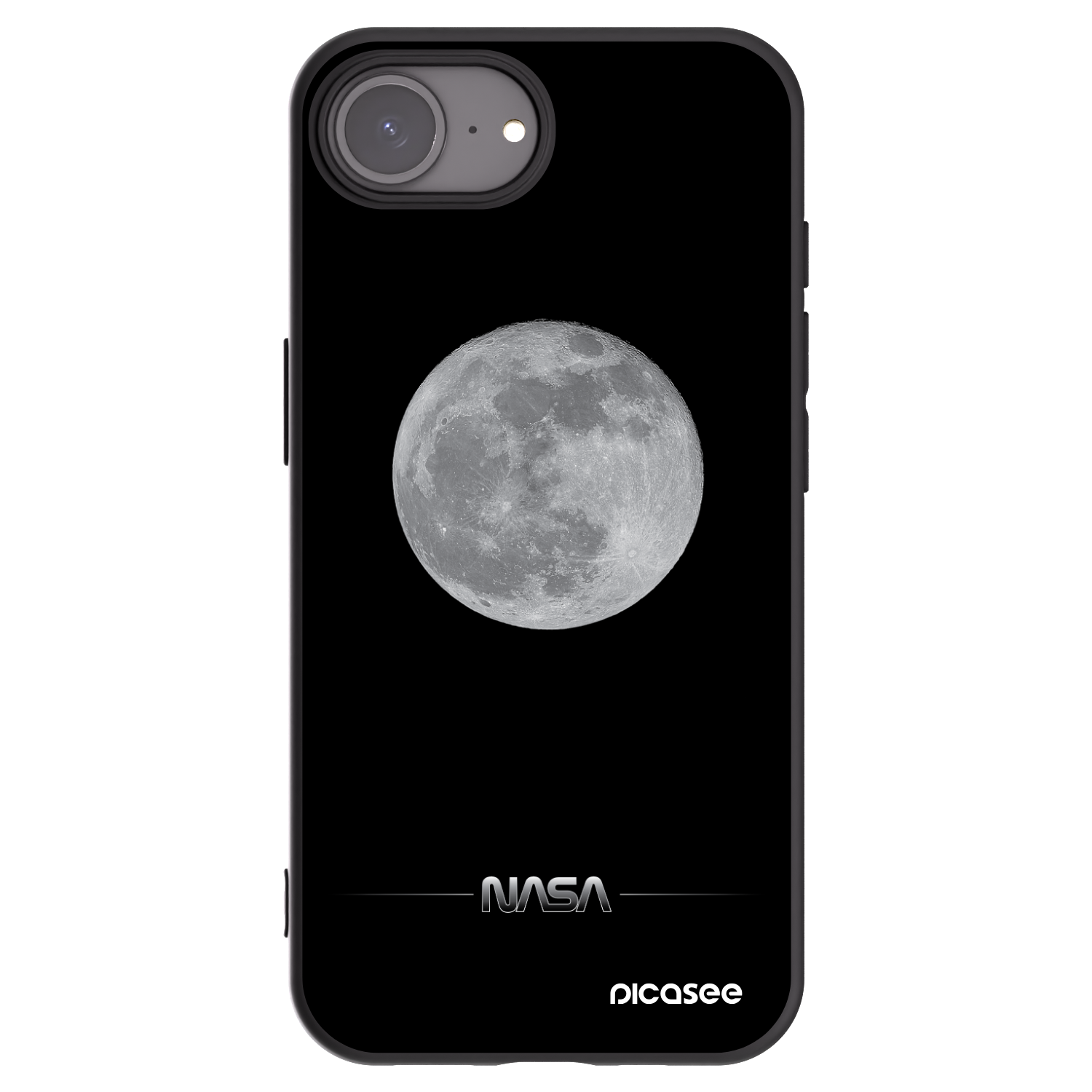 Picasee silikonowe czarne etui na Apple iPhone 16e - Moon Minimal