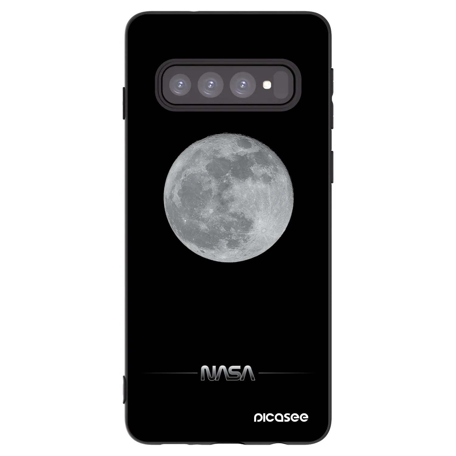 Picasee silikonowe czarne etui na Samsung Galaxy S10 G973 - Moon Minimal
