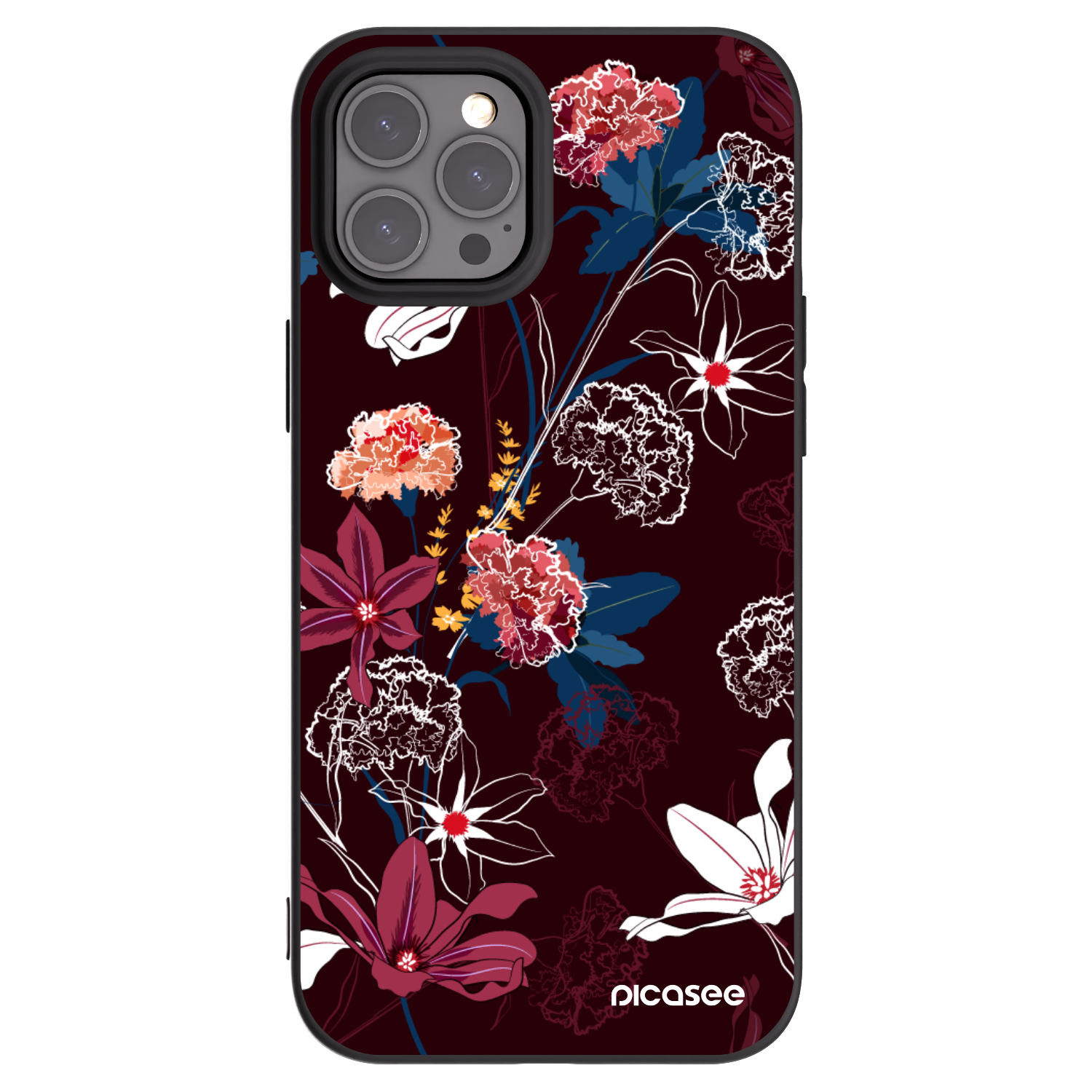 Picasee silikonowe czarne etui na Apple iPhone 12 Pro Max - Dark Meadow