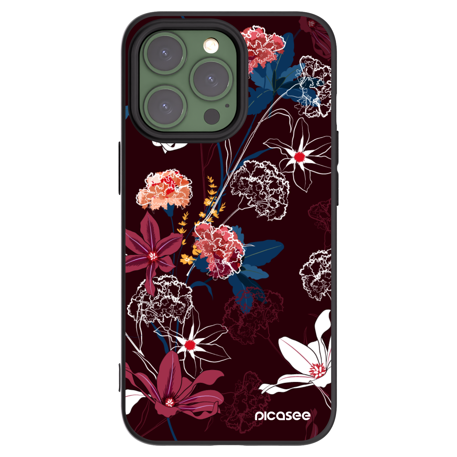 Picasee silikonowe czarne etui na Apple iPhone 13 Pro - Dark Meadow