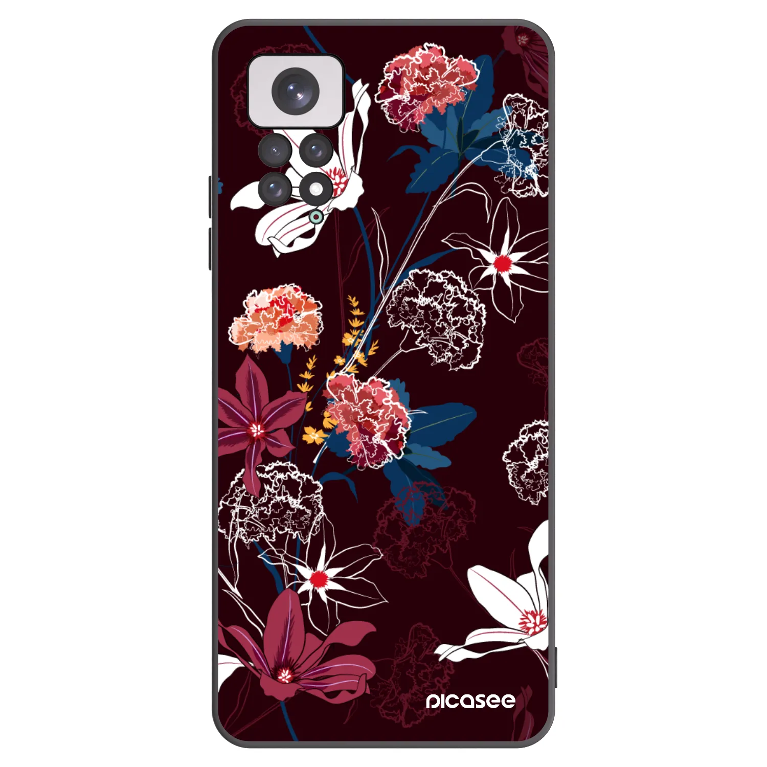 Picasee silikonowe czarne etui na Xiaomi Redmi Note 11 - Dark Meadow