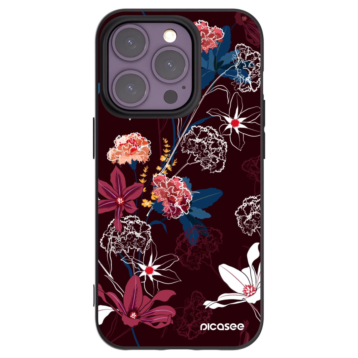 Picasee silikonowe czarne etui na Apple iPhone 14 Pro - Dark Meadow