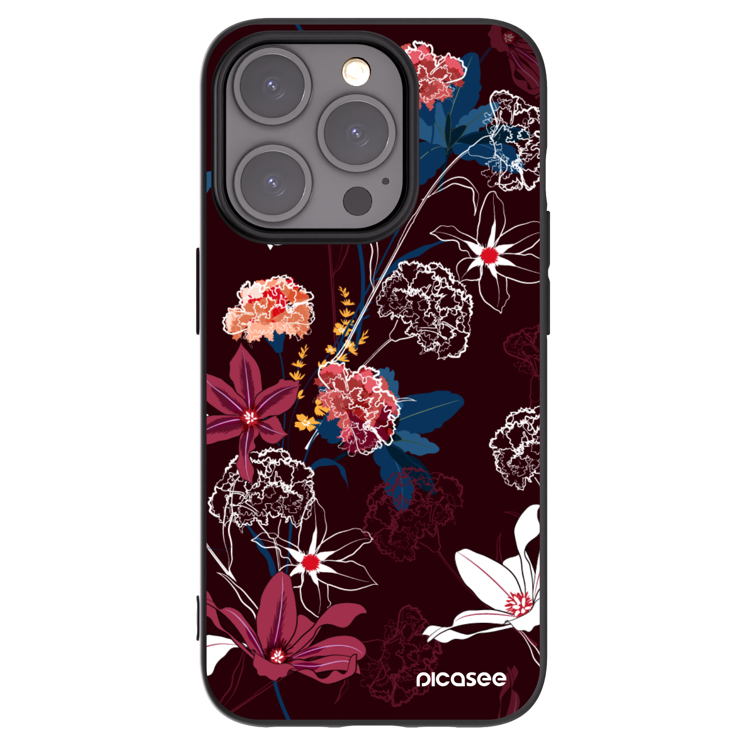 Picasee silikonowe czarne etui na Apple iPhone 15 Pro - Dark Meadow