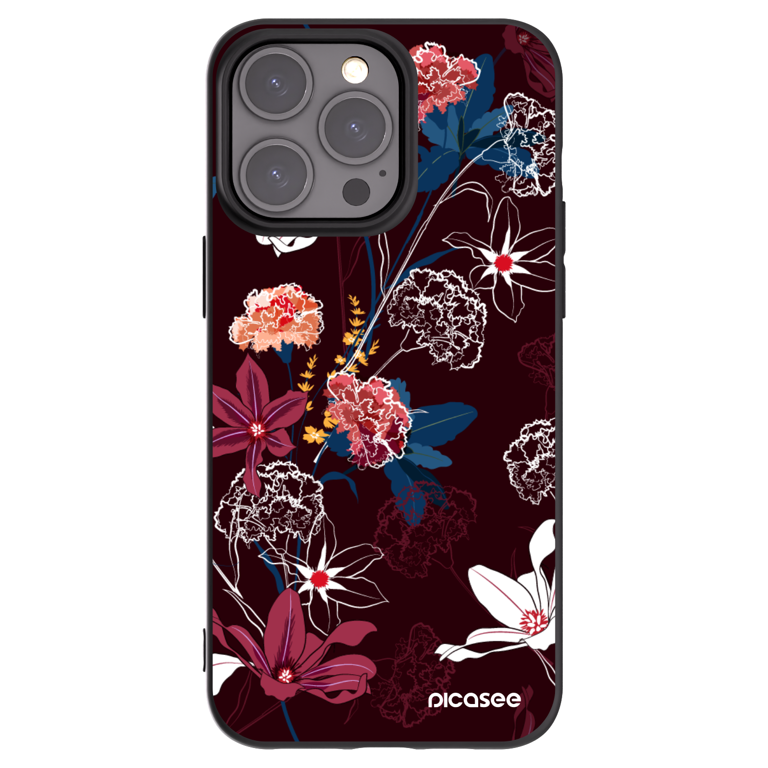 Picasee silikonowe czarne etui na Apple iPhone 15 Pro Max - Dark Meadow