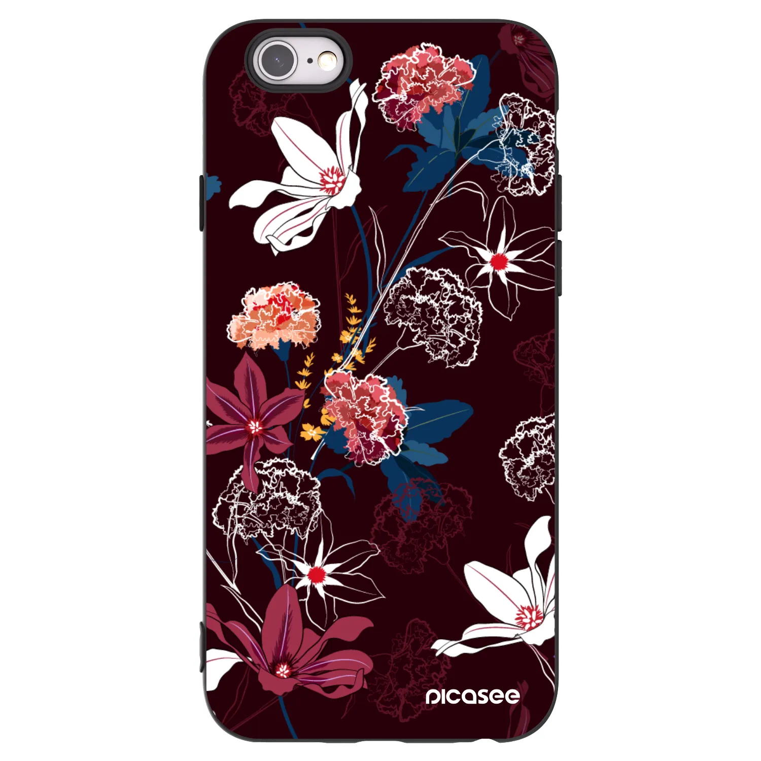 Picasee silikonowe czarne etui na Apple iPhone 6/6S - Dark Meadow