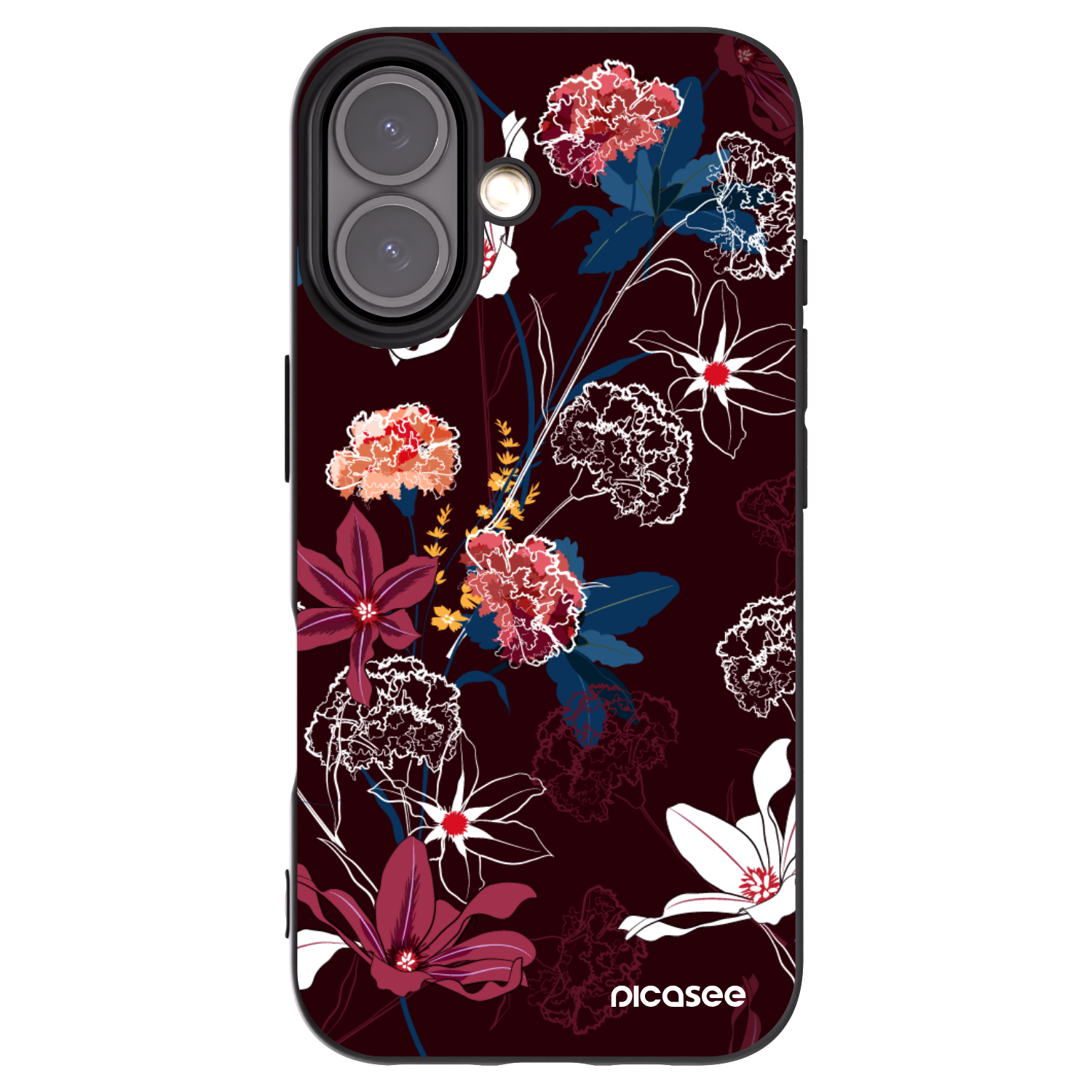 Picasee silikonowe czarne etui na Apple iPhone 16 - Dark Meadow