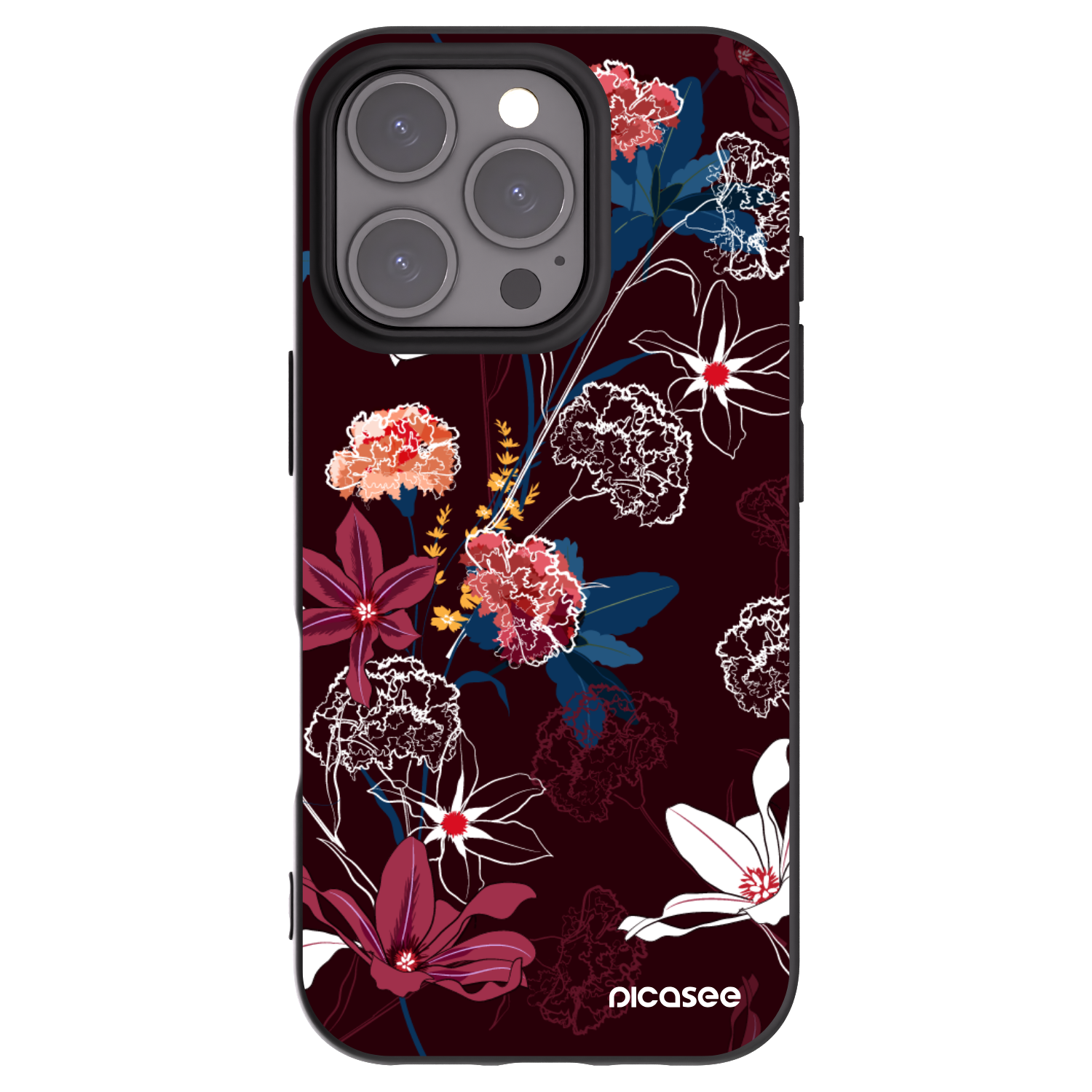 Picasee silikonowe czarne etui na Apple iPhone 16 Pro - Dark Meadow