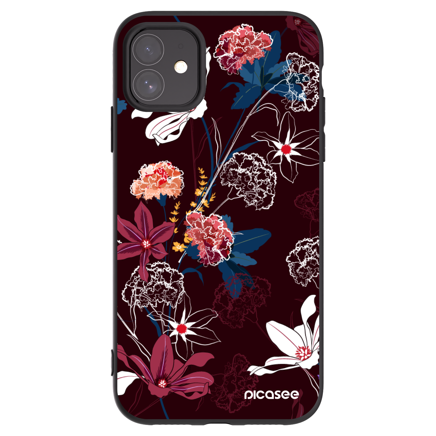 Picasee silikonowe czarne etui na Apple iPhone 11 - Dark Meadow