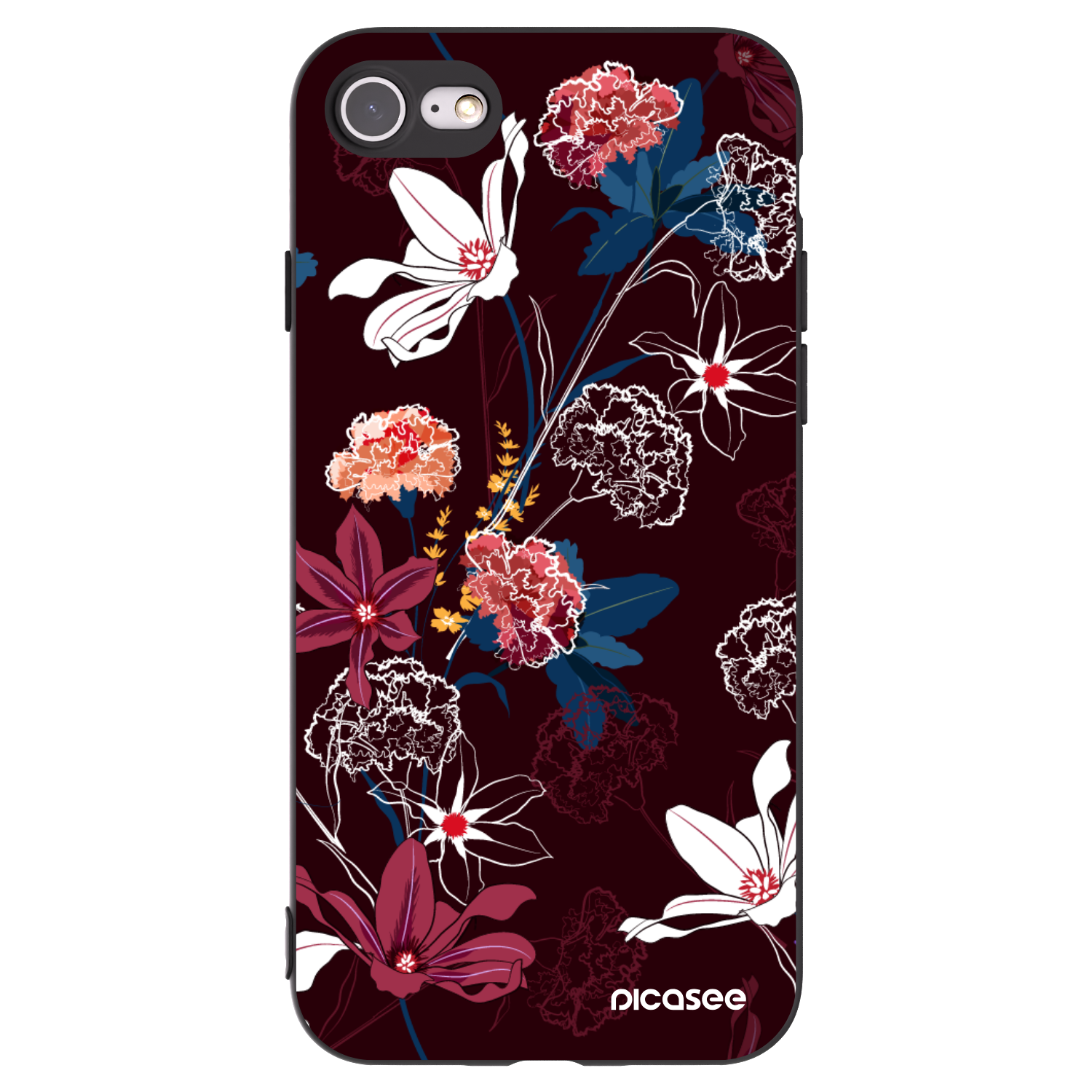 Picasee silikonowe czarne etui na Apple iPhone SE 2020 - Dark Meadow