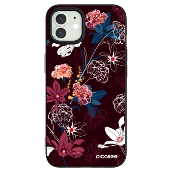 Picasee silikonowe czarne etui na Apple iPhone 12 - Dark Meadow