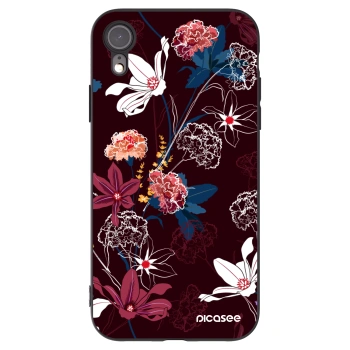 Picasee silikonowe czarne etui na Apple iPhone XR - Dark Meadow