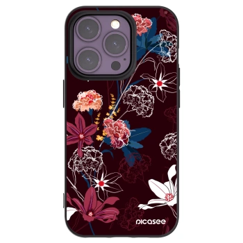 Picasee silikonowe czarne etui na Apple iPhone 14 Pro - Dark Meadow