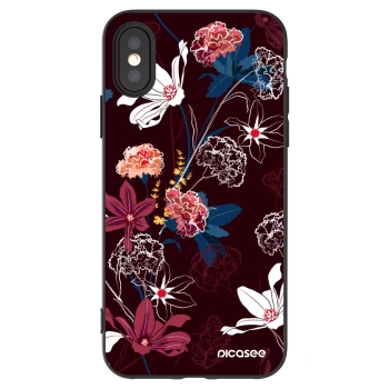 Picasee silikonowe czarne etui na Apple iPhone X/XS - Dark Meadow
