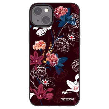 Picasee silikonowe czarne etui na Apple iPhone 15 Plus - Dark Meadow
