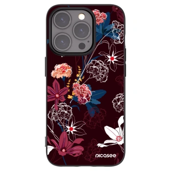 Picasee silikonowe czarne etui na Apple iPhone 15 Pro - Dark Meadow