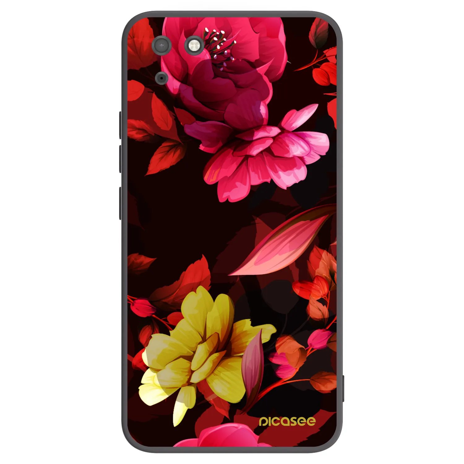 Picasee silikonowe czarne etui na Huawei Y5P - Dark Peonny