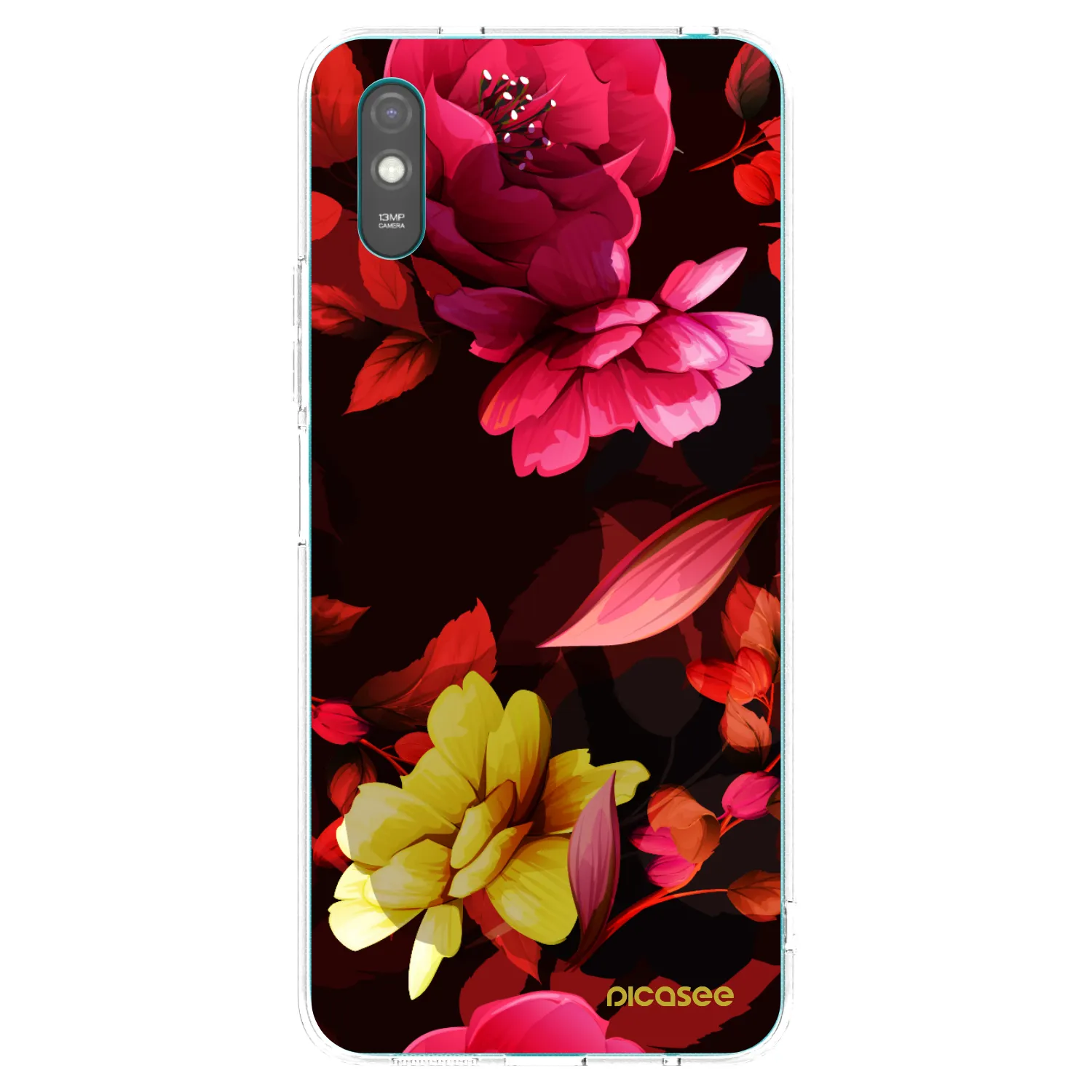 Picasee silikonowe przeźroczyste etui na Xiaomi Redmi 9A - Dark Peonny