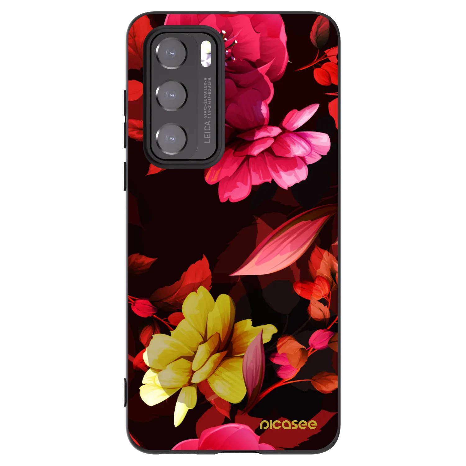 Picasee silikonowe czarne etui na Huawei P40 - Dark Peonny
