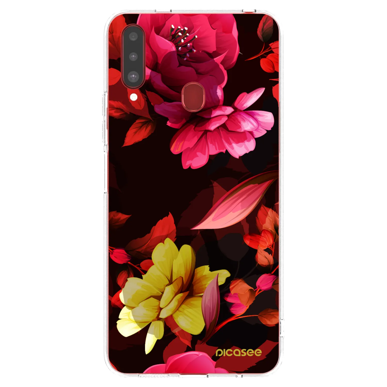 Picasee silikonowe przeźroczyste etui na Samsung Galaxy A20s - Dark Peonny