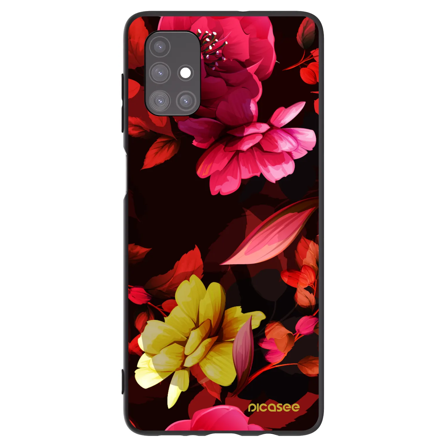Picasee silikonowe czarne etui na Samsung Galaxy M51 M515F - Dark Peonny