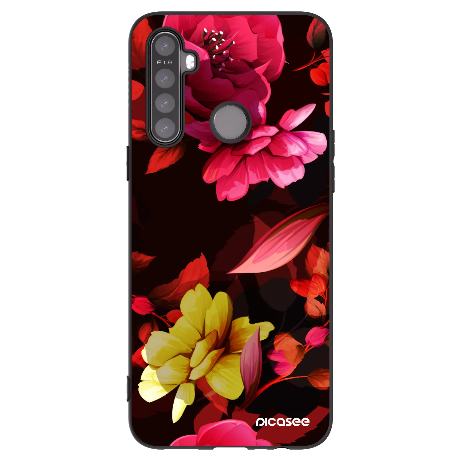 Picasee silikonowe czarne etui na Realme 6i - Dark Peonny