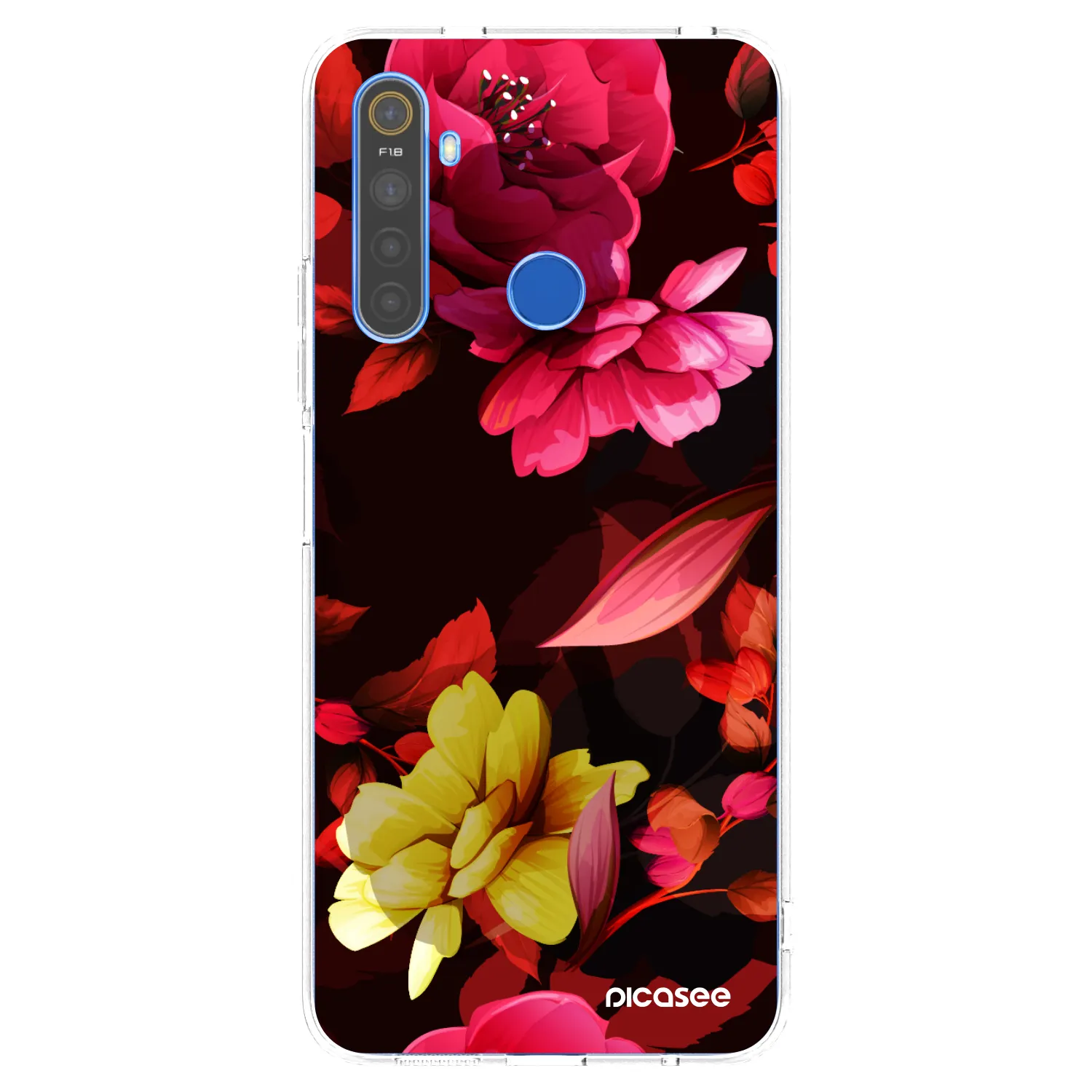Picasee silikonowe przeźroczyste etui na Realme 5 - Dark Peonny
