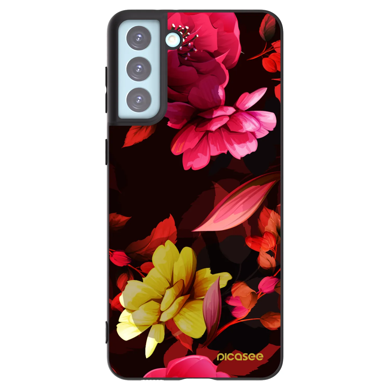 Picasee silikonowe czarne etui na Samsung Galaxy S21+ 5G G996F - Dark Peonny