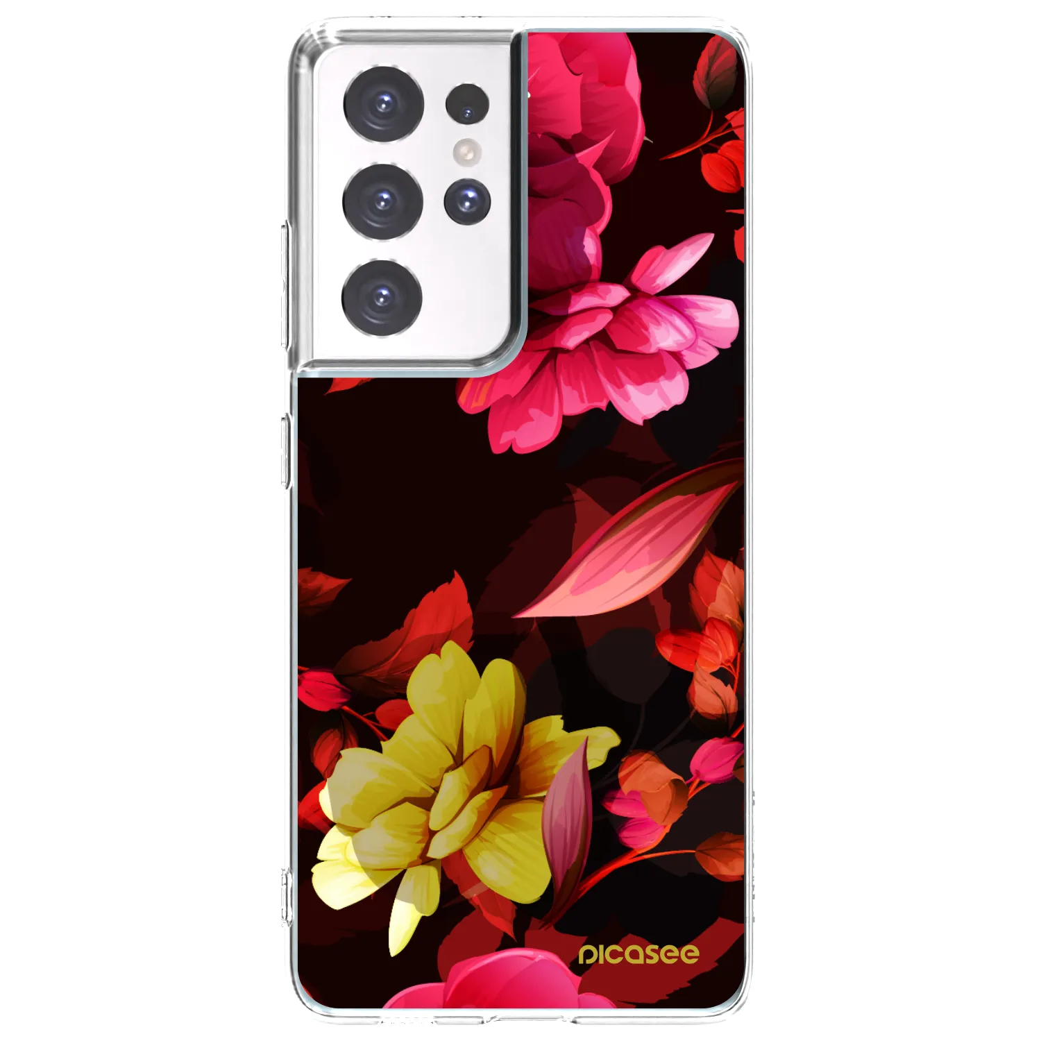 Picasee silikonowe przeźroczyste etui na Samsung Galaxy S21 Ultra 5G G998B - Dark Peonny