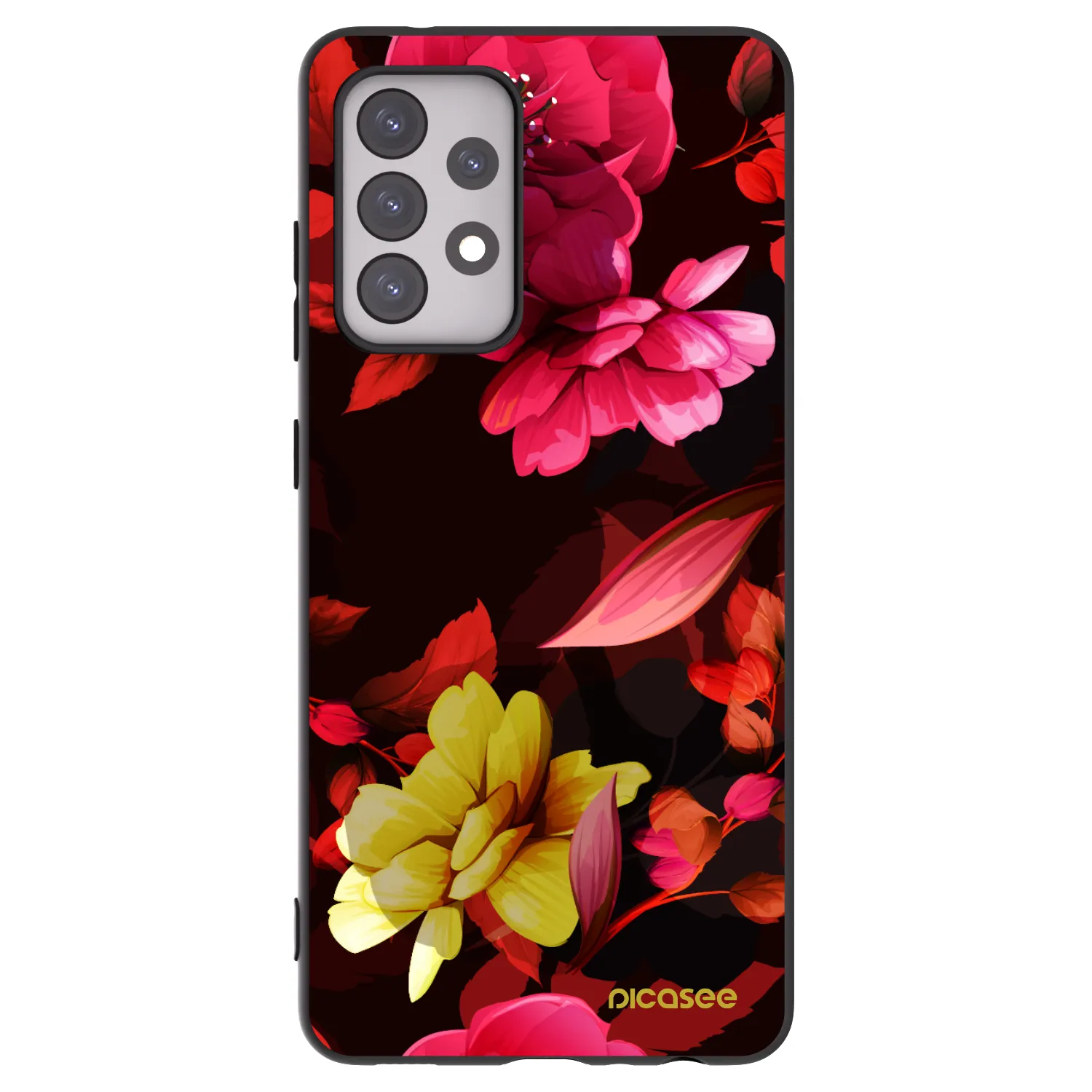 Picasee silikonowe czarne etui na Samsung Galaxy A52 5G A525F - Dark Peonny