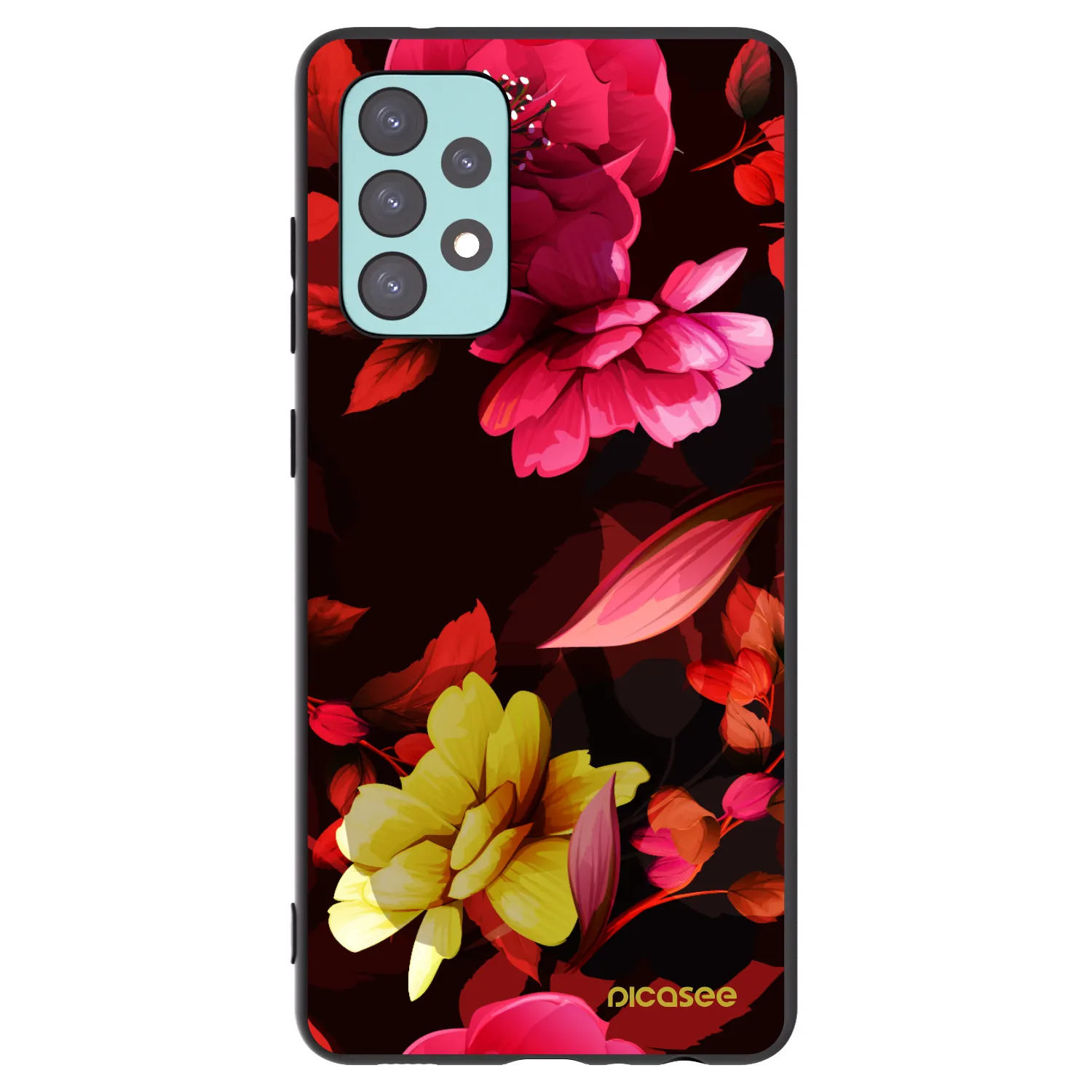 Picasee silikonowe czarne etui na Samsung Galaxy A72 A725F - Dark Peonny