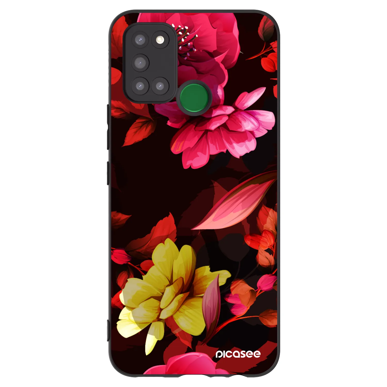 Picasee silikonowe czarne etui na Realme 7i - Dark Peonny