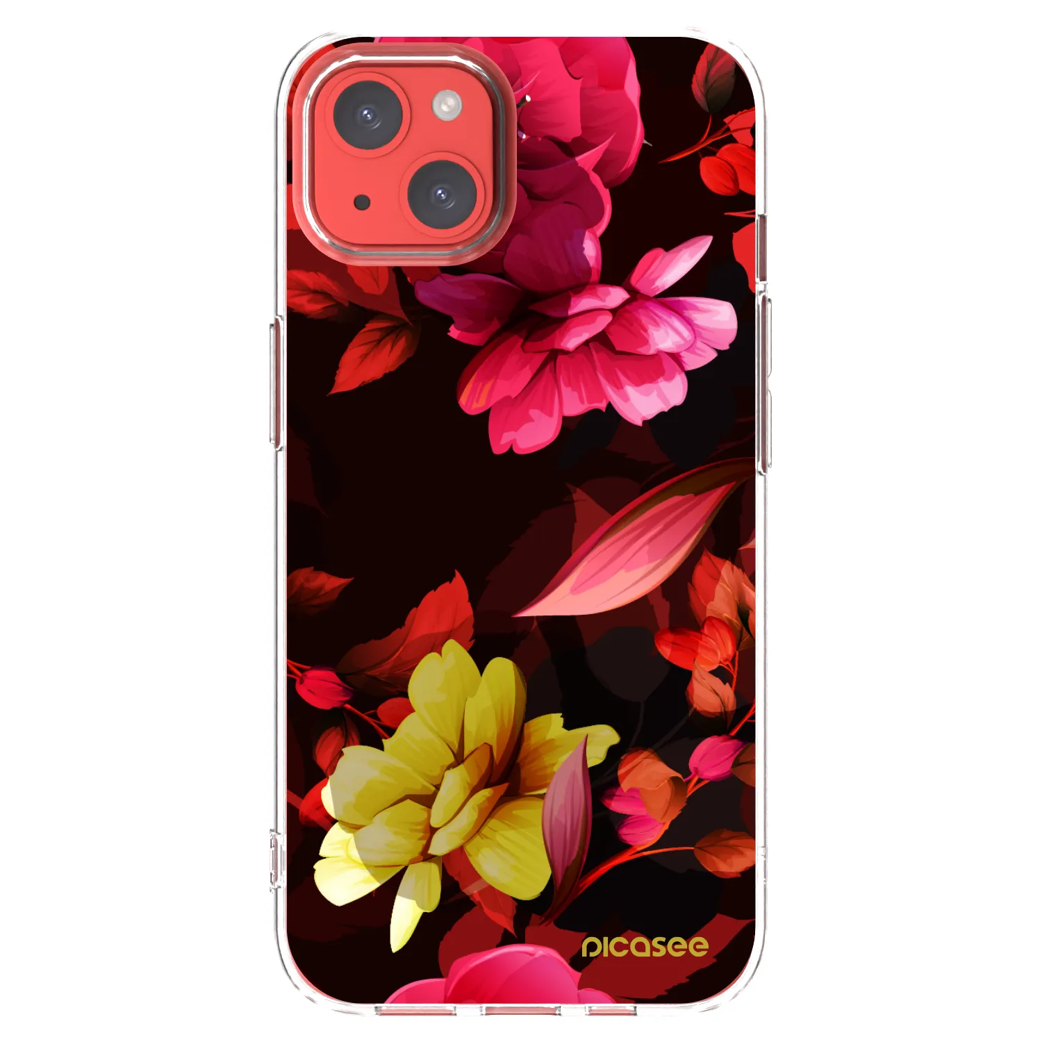 Picasee silikonowe przeźroczyste etui na Apple iPhone 13 - Dark Peonny