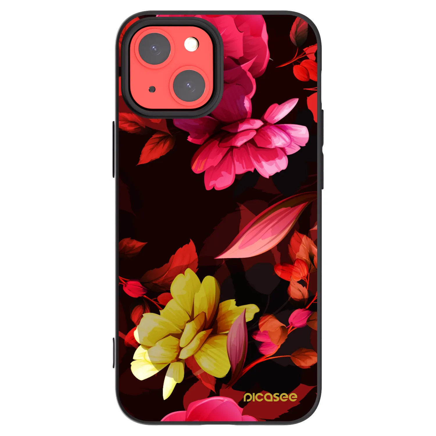 Picasee silikonowe czarne etui na Apple iPhone 13 mini - Dark Peonny