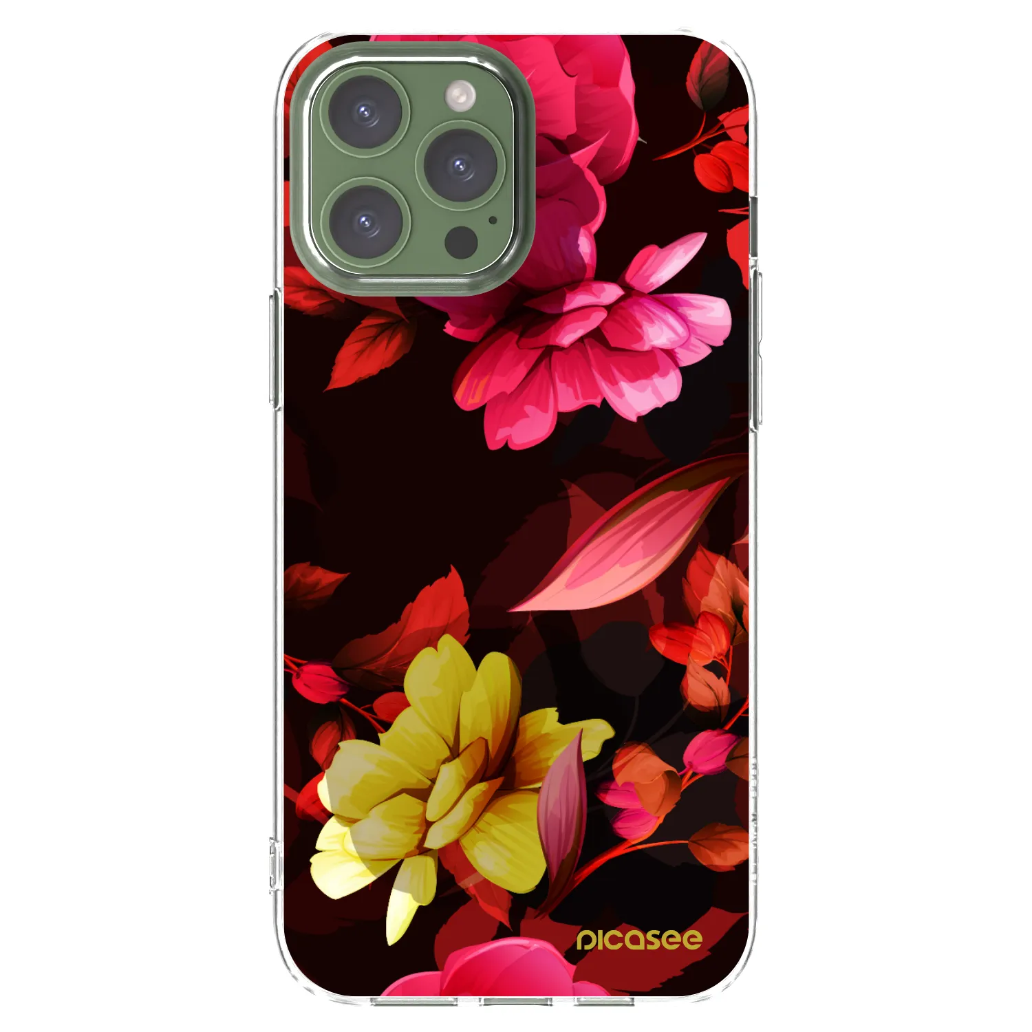 Picasee silikonowe przeźroczyste etui na Apple iPhone 13 Pro Max - Dark Peonny