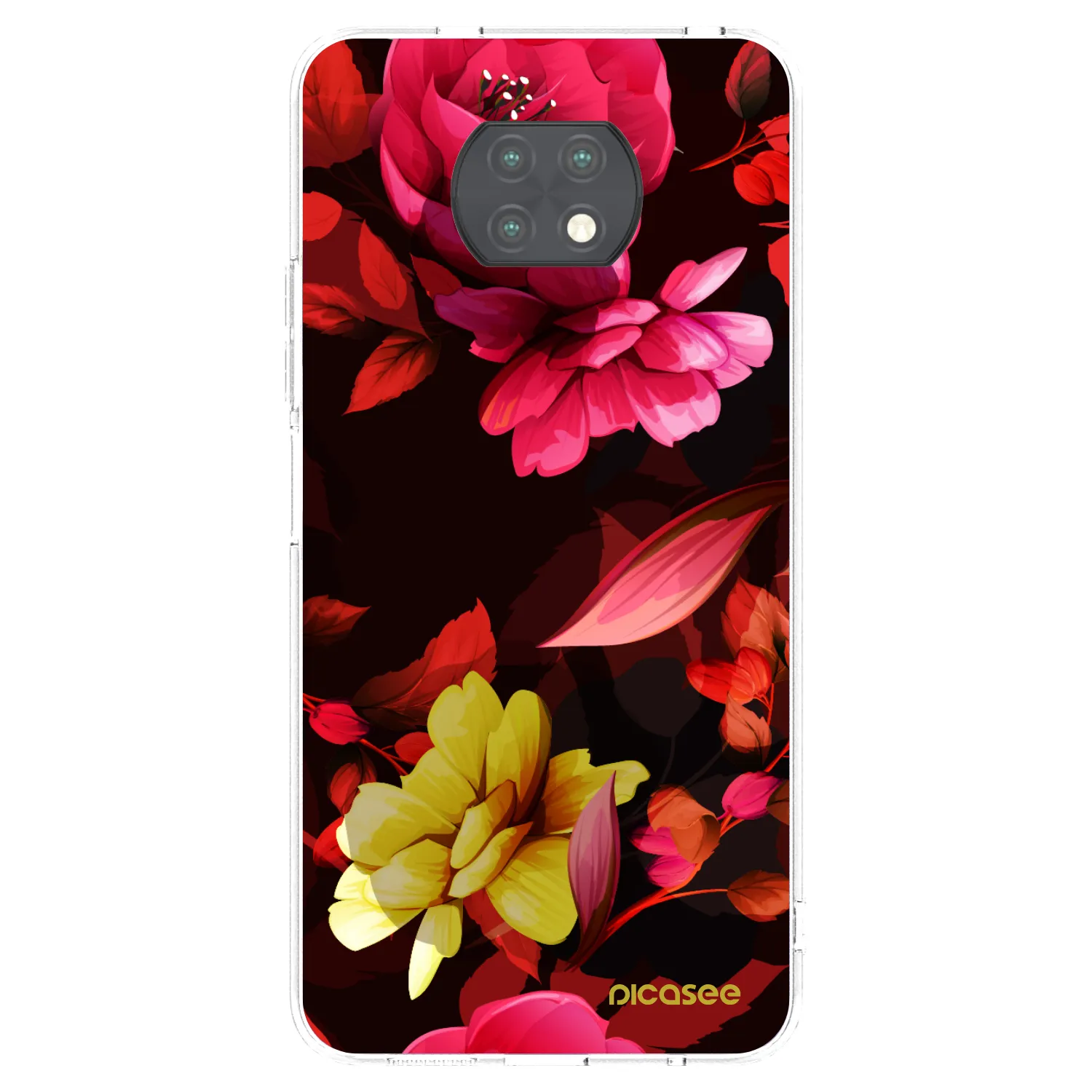 Picasee silikonowe przeźroczyste etui na Xiaomi Redmi Note 9T - Dark Peonny
