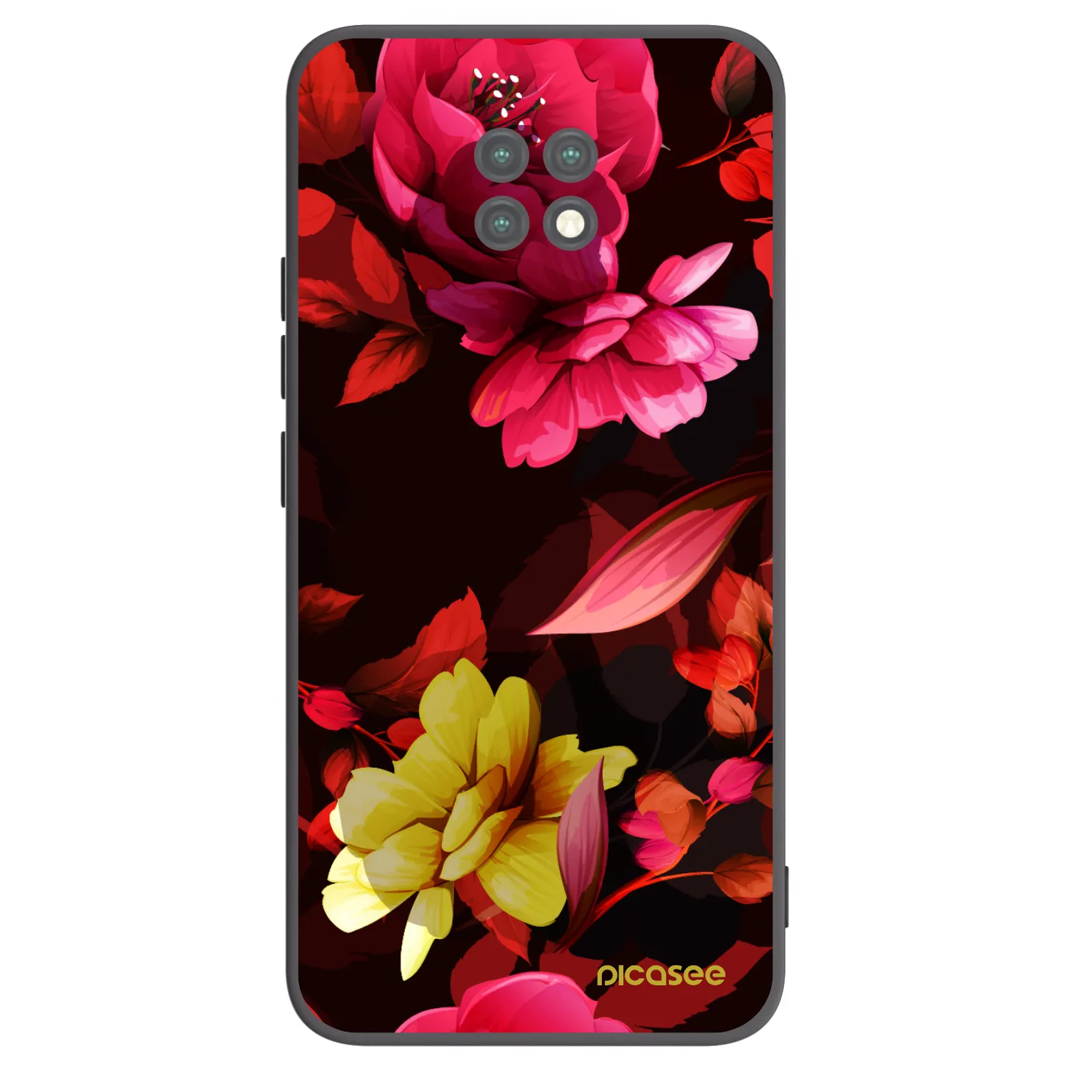 Picasee silikonowe czarne etui na Xiaomi Redmi Note 9T - Dark Peonny