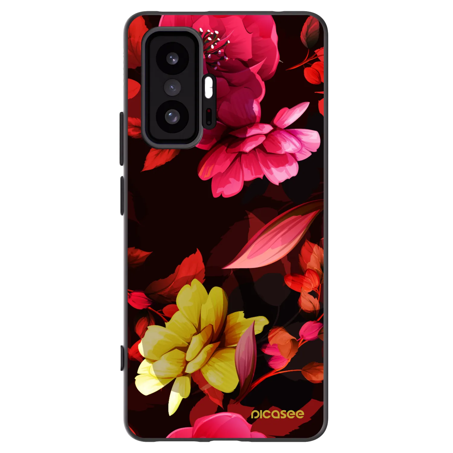 Picasee silikonowe czarne etui na Xiaomi 11T Pro - Dark Peonny
