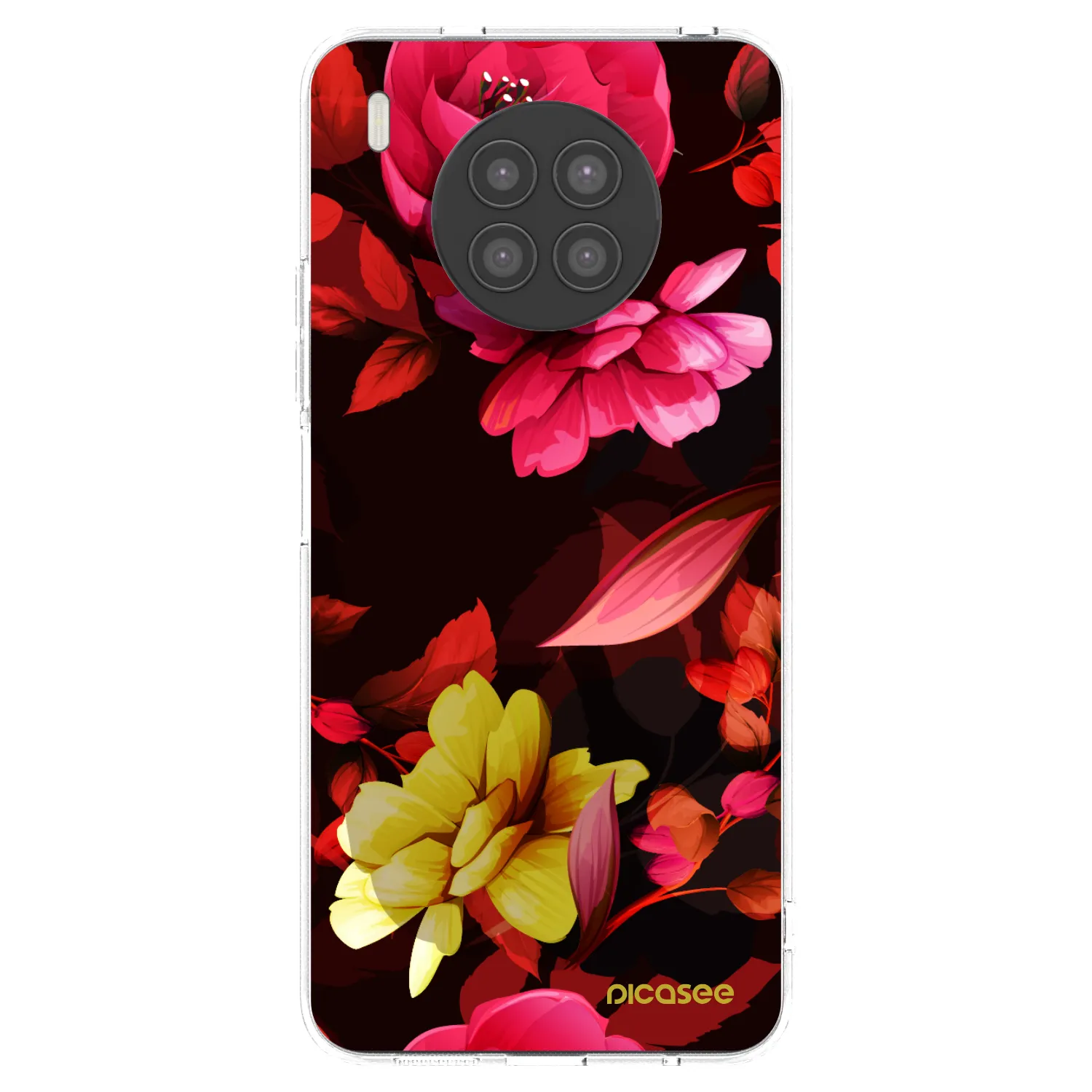 Picasee silikonowe przeźroczyste etui na Huawei Nova 8i - Dark Peonny